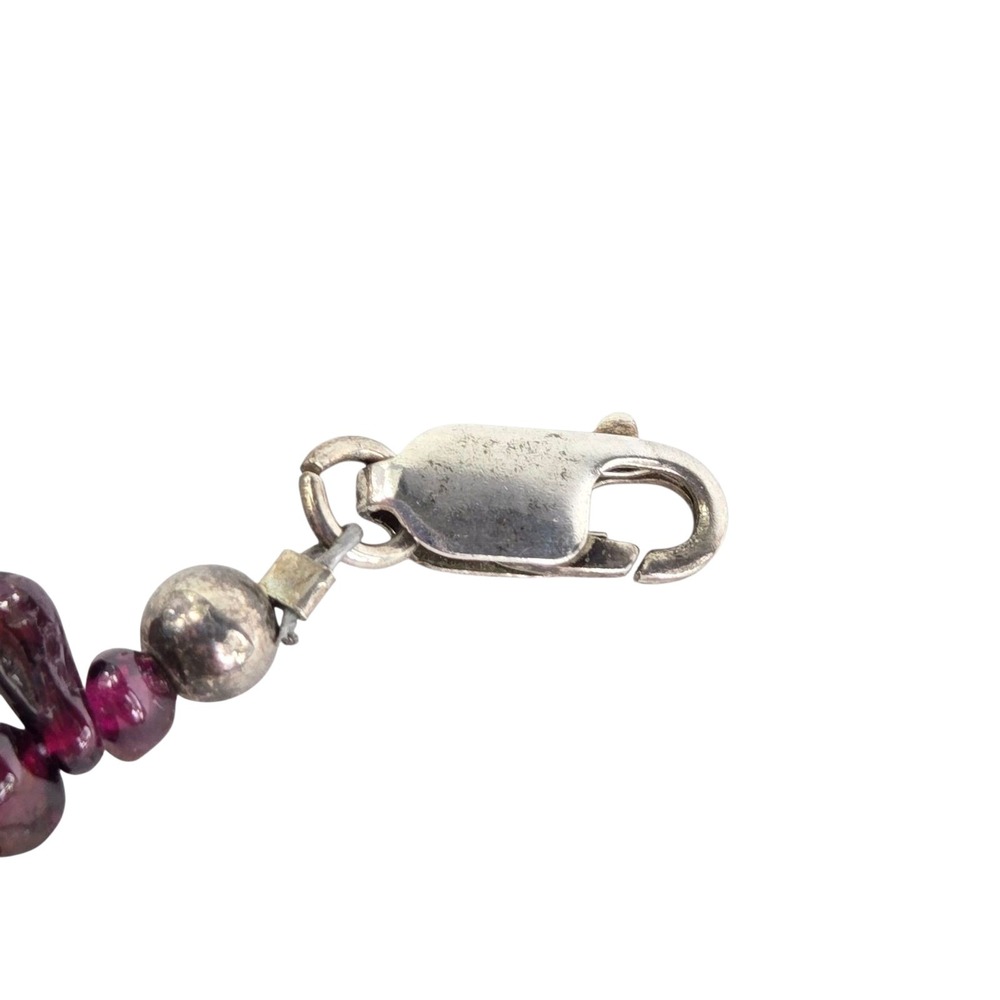 Taxco 925 Rhodolite Garnet Bead Necklace Sterling Cross Pendant Vtg Religious - Picture 8 of 15